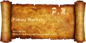 Paksy Martin névjegykártya
